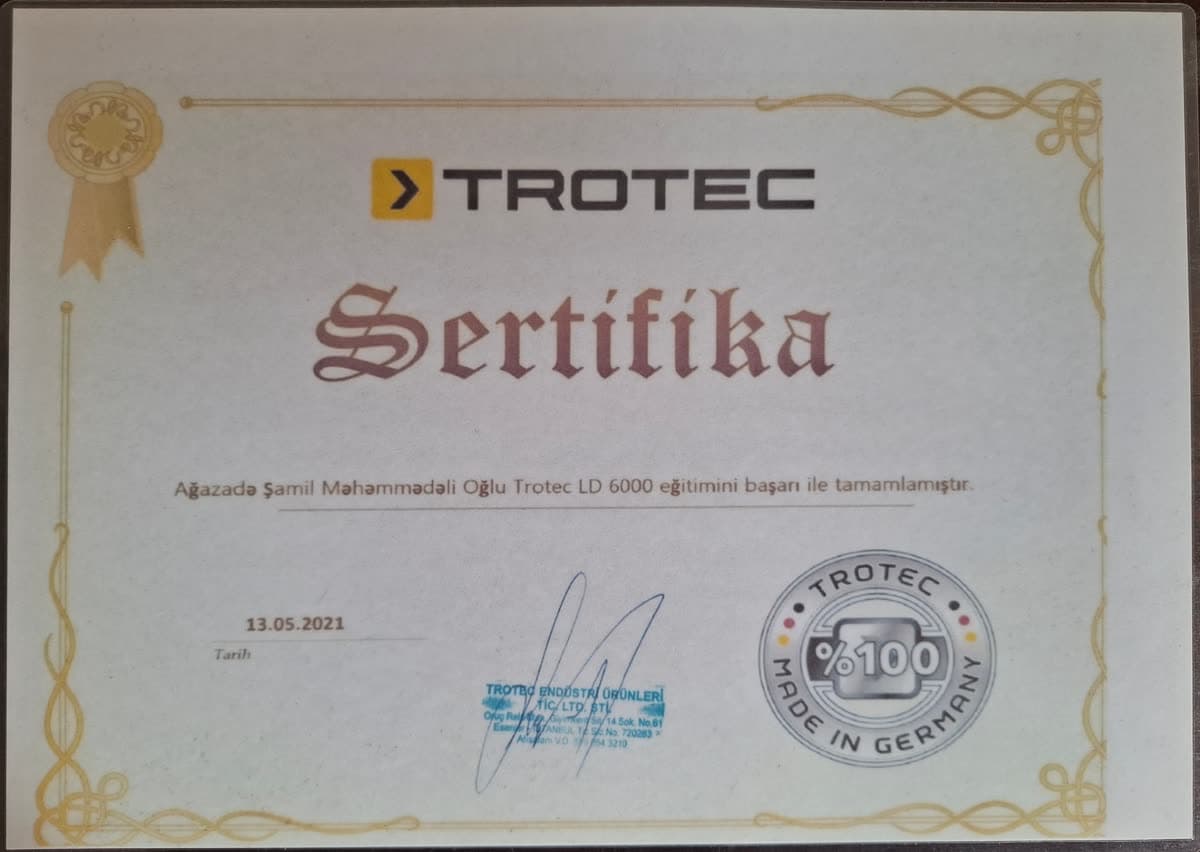 Trotec LD 6000 — sızıntı axtarışı cihazı üzrə təlim
